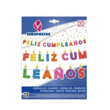 Guirnalda Feliz Cumpleaños Velas Colores 3 m