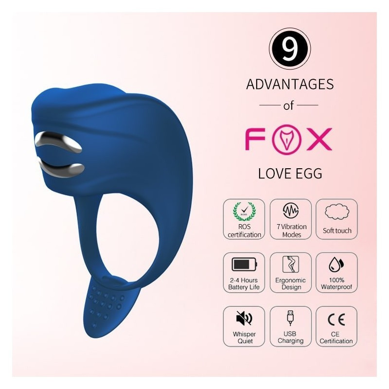 Electro Anillo Vibrador Foxshow Recargable Electroestimulación