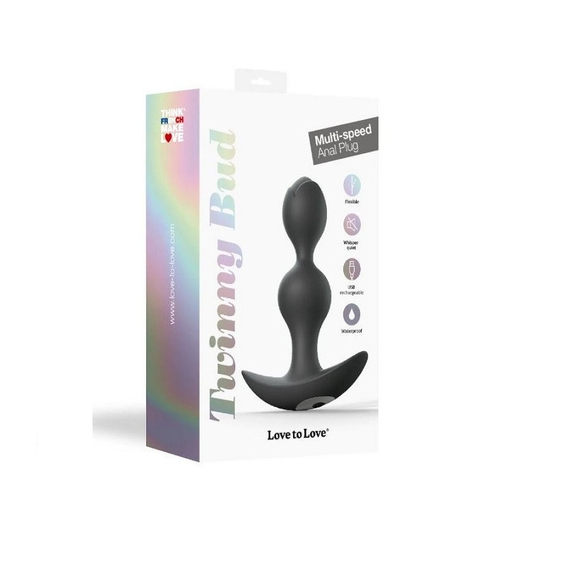 Estimulador Anal Con Vibración Recargable Twinny Bud Negro