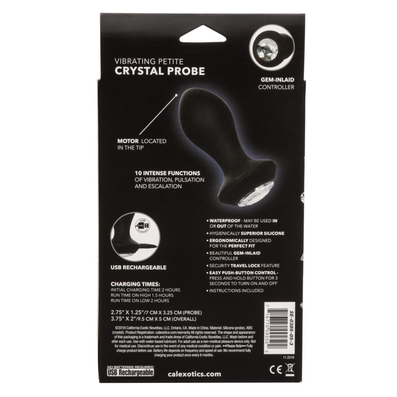 Estimulador Vibrador Plug Recargable Crystal Probe Petite