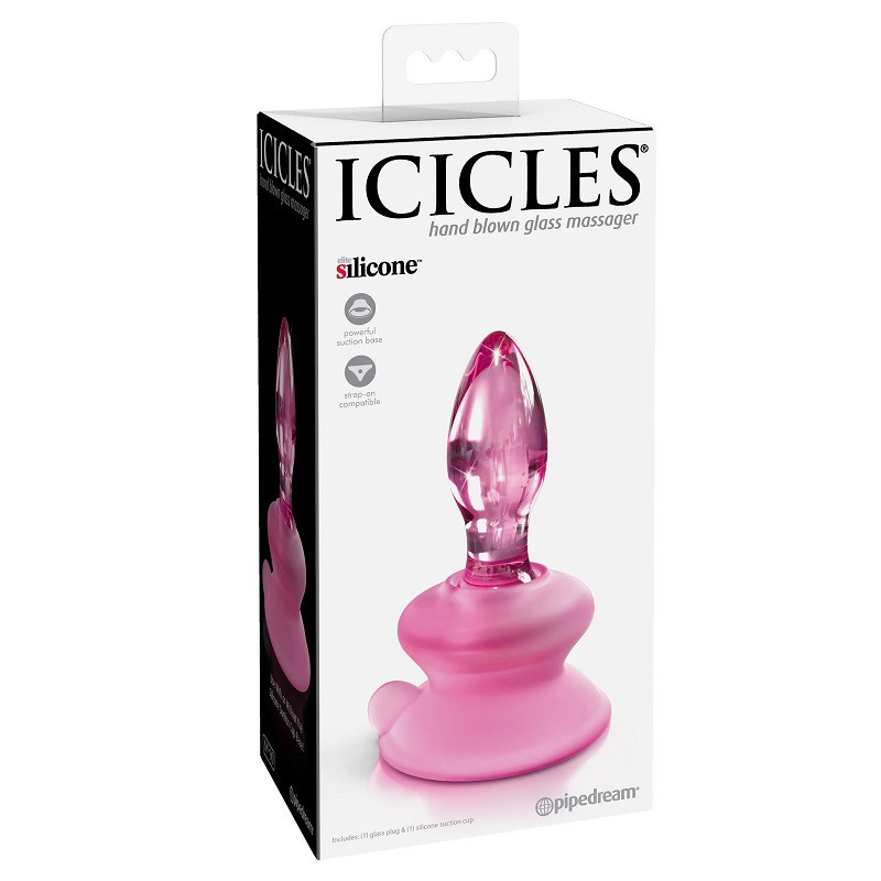 ICICLES Nº90 DILDO Y VENTOSA ROSA GLASS MASSAGER