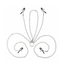 Collar con Pinzas para Pezones y Vulva