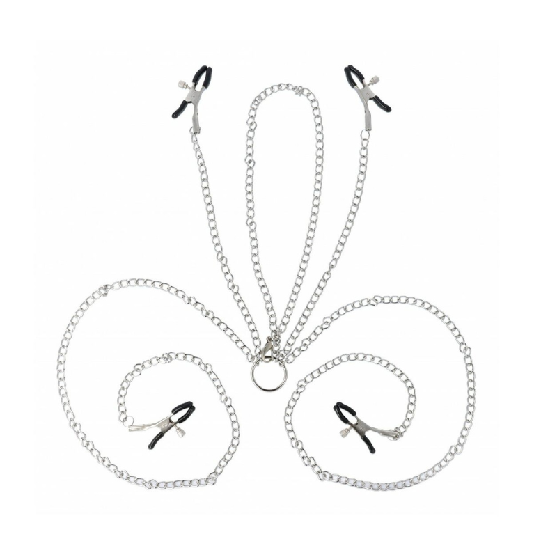 Collar con Pinzas para Pezones y Vulva
