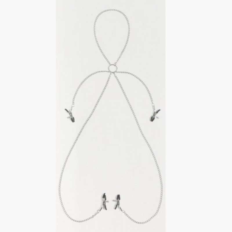 Collar con Pinzas para Pezones y Vulva