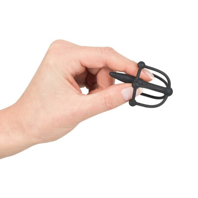Anillo con Plug Uretral Penis Plug Glans Cage Silicona