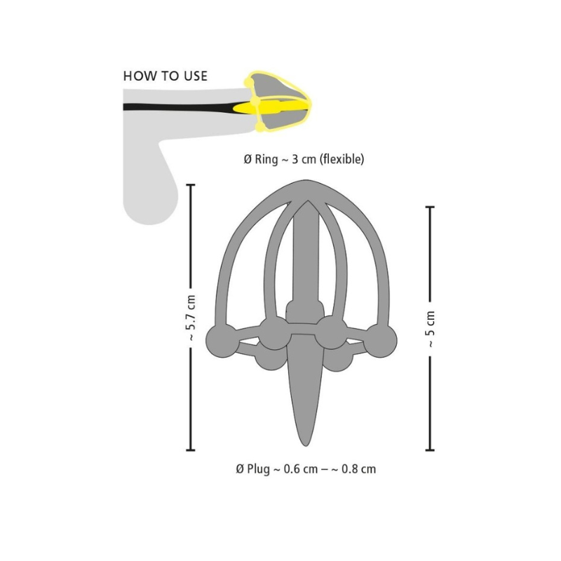Anillo con Plug Uretral Penis Plug Glans Cage Silicona