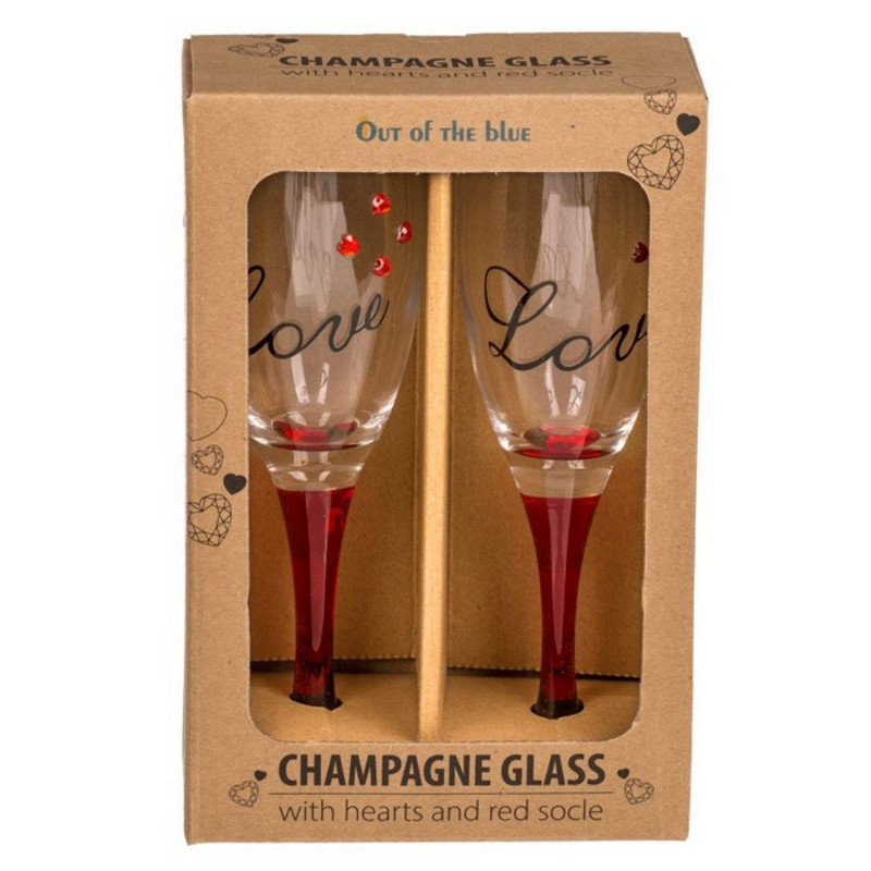 Set Copas Champagne Love Corazones