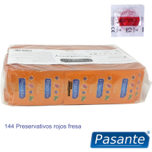 Envase 144 Preservativos Pasante Fresa