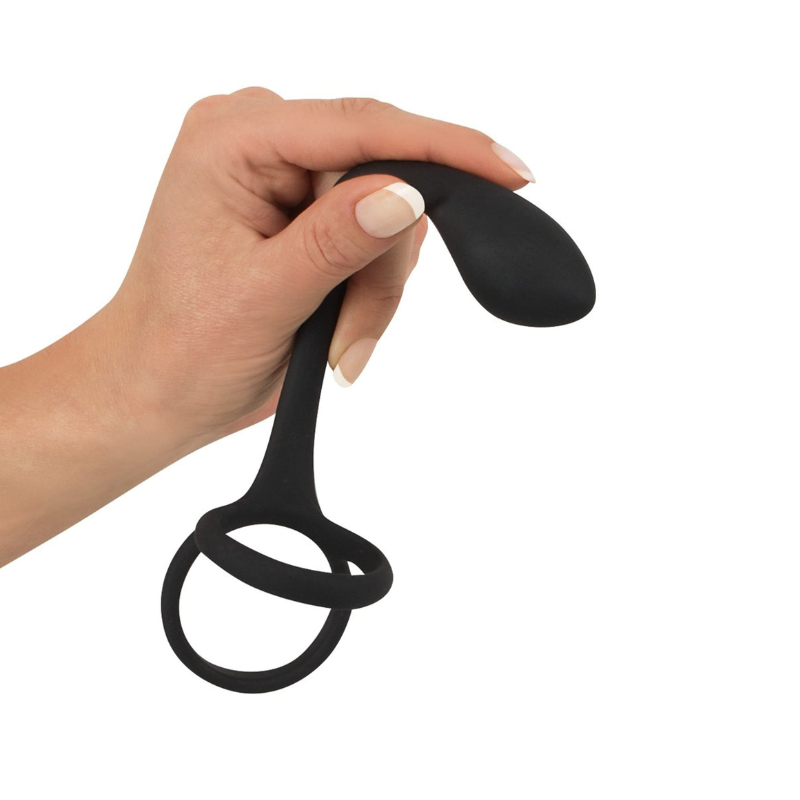 Anillo Doble Con Plug Silicona Black Velvet