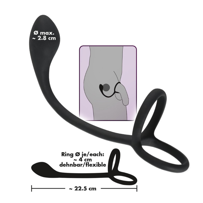 Anillo Doble Con Plug Silicona Black Velvet