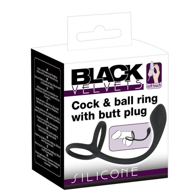 Anillo Doble Con Plug Silicona Black Velvet