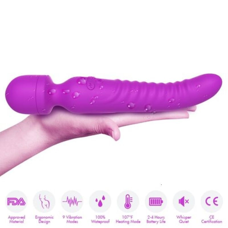 Masajeador Vibrador Efecto Calor Recargable Massager Lila