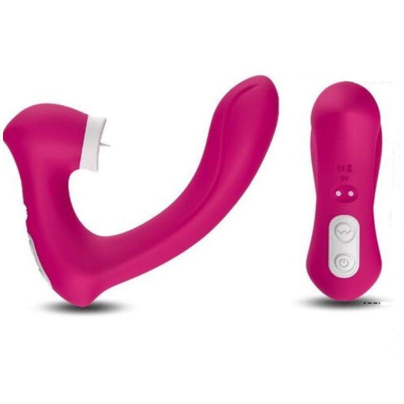 Estimulador Vibrador Doble Con Movimiento Licking Fucsia