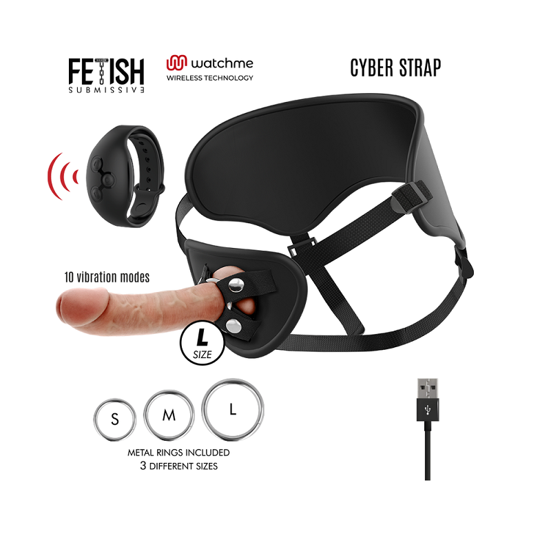 Arnés Femenino Macizo Con Vibración Silicona Control Remoto Watchme L