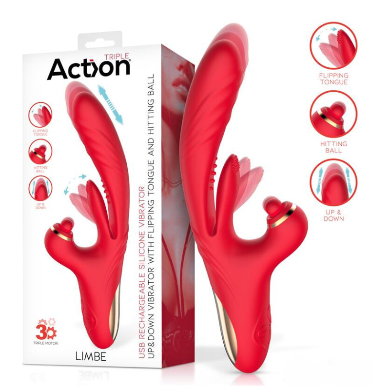 Impulsor Recargable Triple Acción con Lengua Estimulador y Hitting Action Limbe