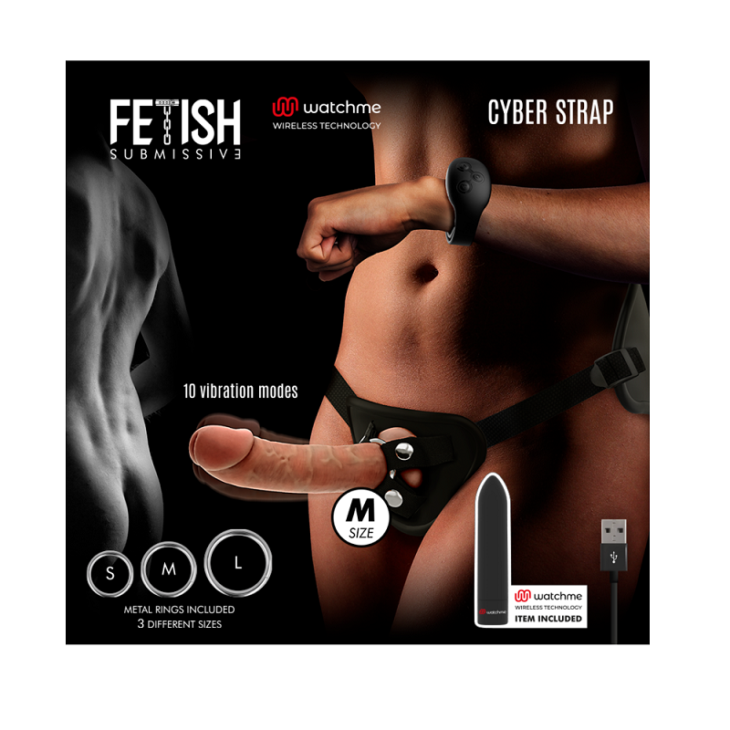 Arnés Femenino Macizo Con Vibración Silicona Dildo y Bala Control Remoto Watchme M