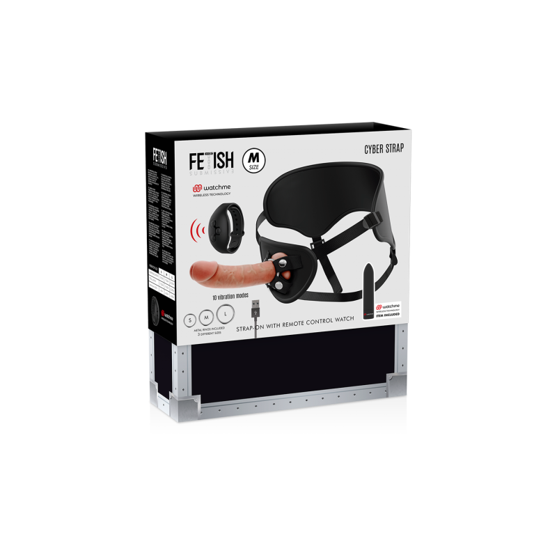 Arnés Femenino Macizo Con Vibración Silicona Dildo y Bala Control Remoto Watchme M