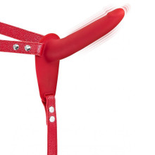 Arnés Femenino Macizo Con Vibración Silicona Fetish Tentation Rojo