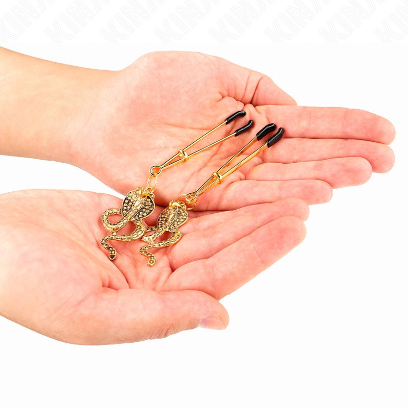 Pinzas Pezones Colgante Cobra Dorada