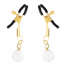 Pinzas Pezones Ajustables Doradas Con Colgante de Vidrio