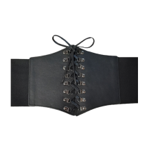 Cinturón Corset Elástico Broches Cordón Fino Negro