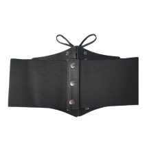 Cinturón Corset Elástico Broches Cordón Fino Negro