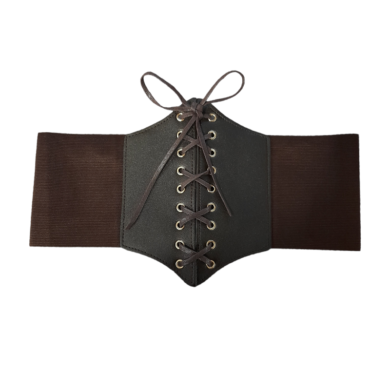 Cinturón Corset Elástico Cordón Fino Marrón