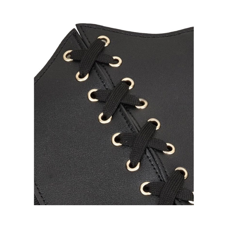 Cinturón Corset Elástico Cordón Negro Mate