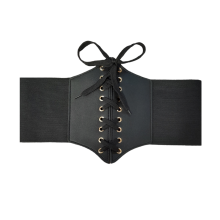 Cinturón Corset Elástico Cordón Negro Mate