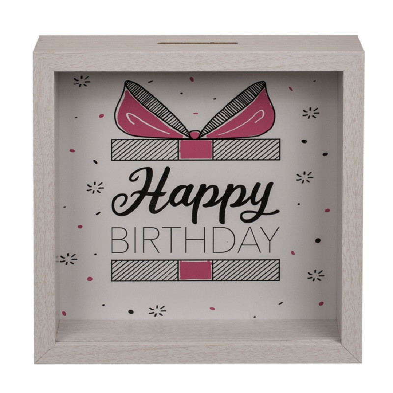 Hucha Madera Happy Birthday