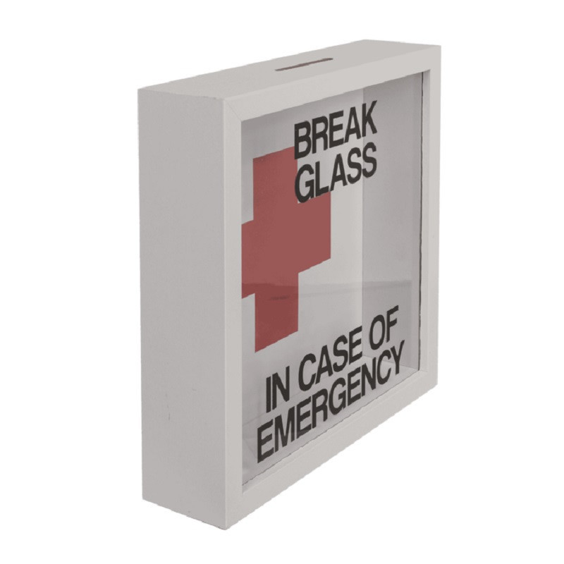 Hucha Madera Break Glass In Case Of Emergency