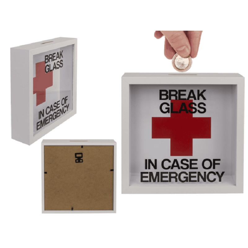 Hucha Madera Break Glass In Case Of Emergency