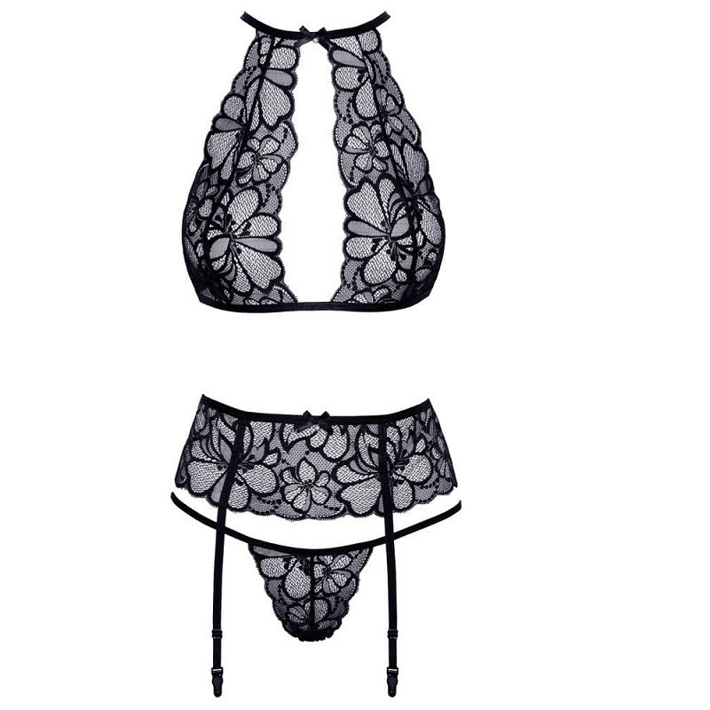 Conjunto 3 Piezas Negro Halter Kissable