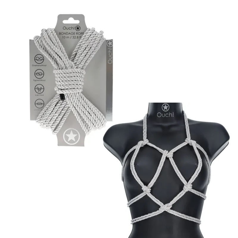 Atadura Cuerda Bondage Ouch 10 M Plateado