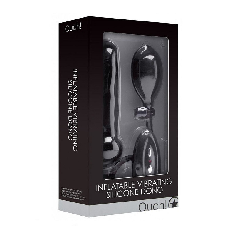 Hinchable Vibrating Silicone Dong Negro Ouch