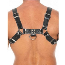 Arnés Ajustable Ouch Chest Bulldog Harness Bonded Leather Negro