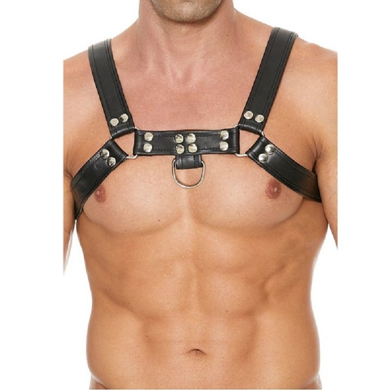 Arnés Ajustable Ouch Chest Bulldog Harness Bonded Leather Negro