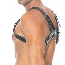 Arnés Ajustable Ouch Chest Bulldog Harness Bonded Leather Negro