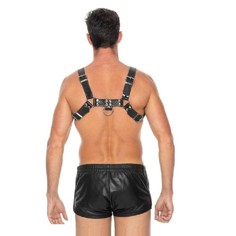 Arnés Ajustable Ouch Chest Bulldog Harness Bonded Leather Negro