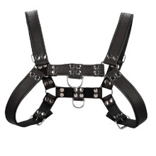 Arnés Ajustable Ouch Chest Bulldog Harness Bonded Leather Negro