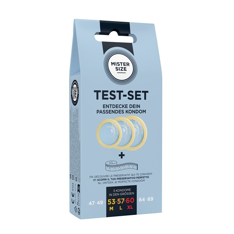 3 Preservativos + Medidor Mister Size Test 53/57/60