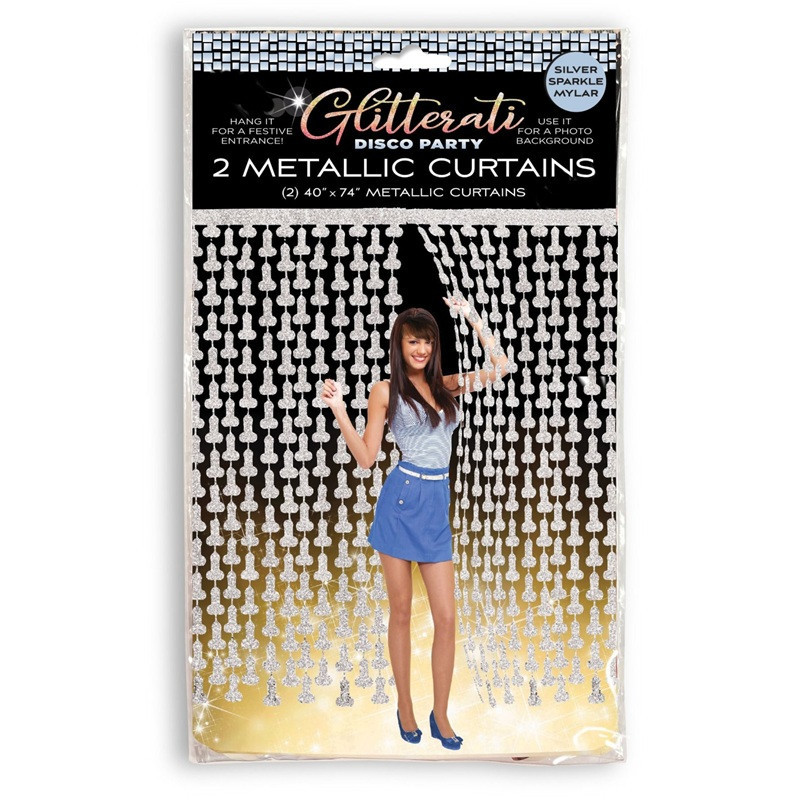 Set 2 Cortinas Penes Metallic Disco Party Glitterati