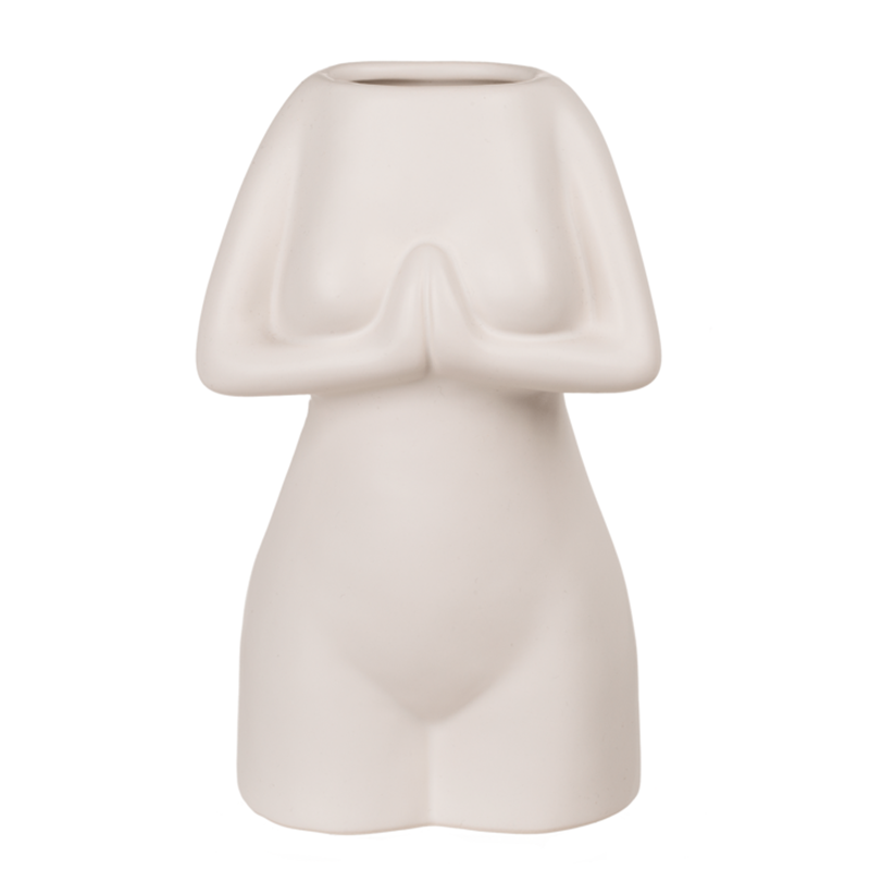 Jarrón Cerámica Cuerpo Mujer Blanco