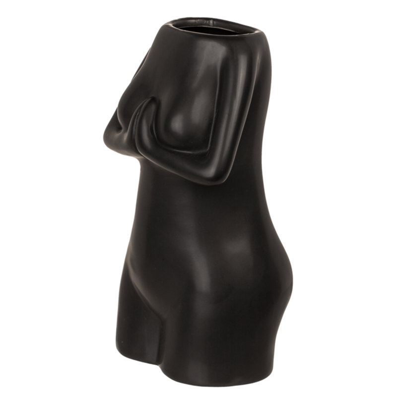 Jarrón Cerámica Cuerpo Mujer Negro