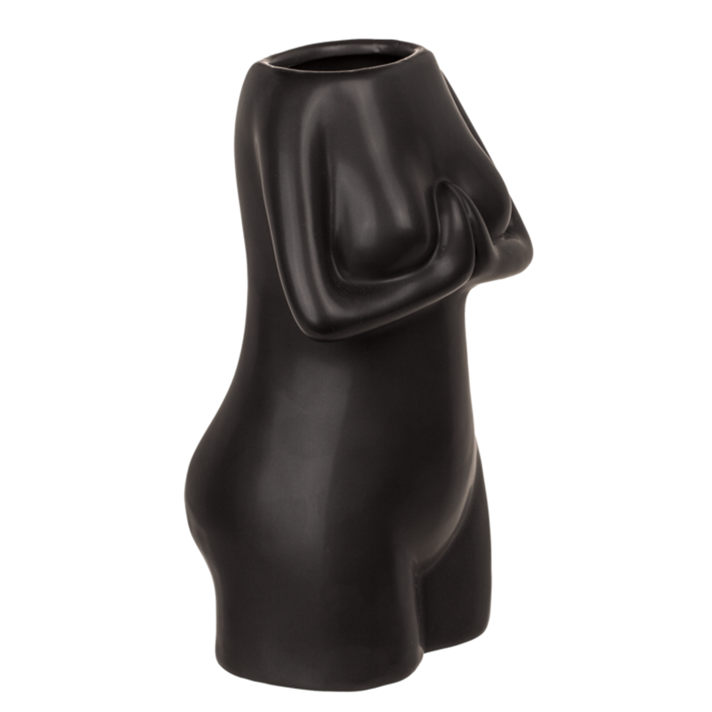 Jarrón Cerámica Cuerpo Mujer Negro