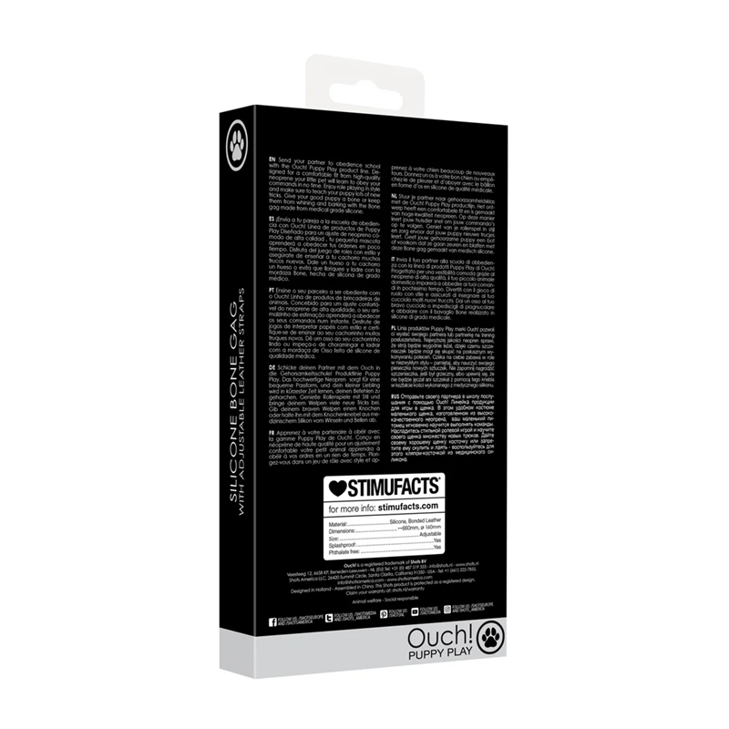 Mordaza Silicone Bone Gag Black Puppy Play Ouch