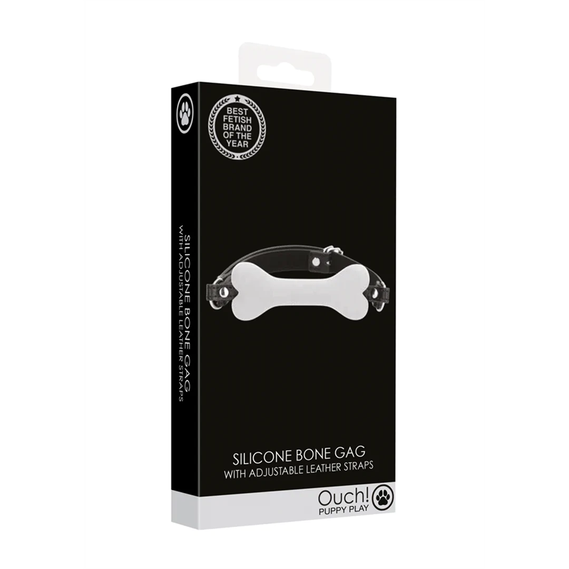 Mordaza Silicone Bone Gag White Puppy Play Ouch