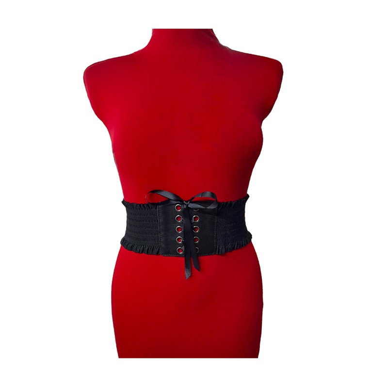 Cinturón Corsé Bajo Pecho Volantes Negro