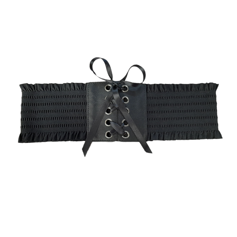 Cinturón Corsé Bajo Pecho Volantes Negro