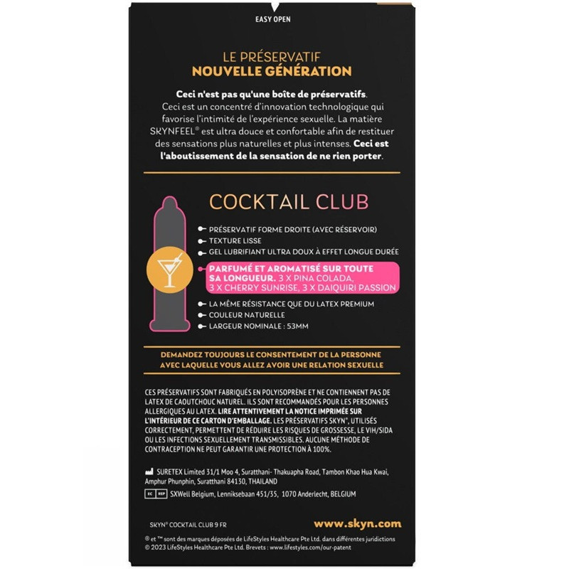Caja 9 Preservativos Skin Cocktail Club